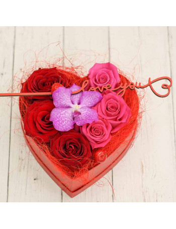 Boite à rose Saint Valentin - I Love You - Taille PM